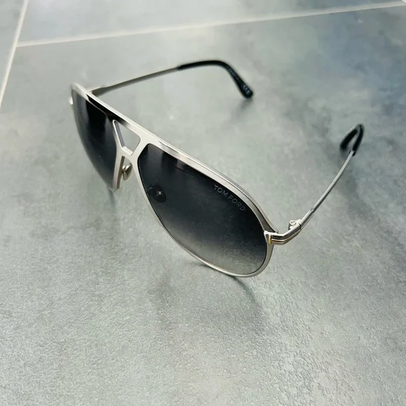 Tom Ford Silver and Brown Aviator Glasses
